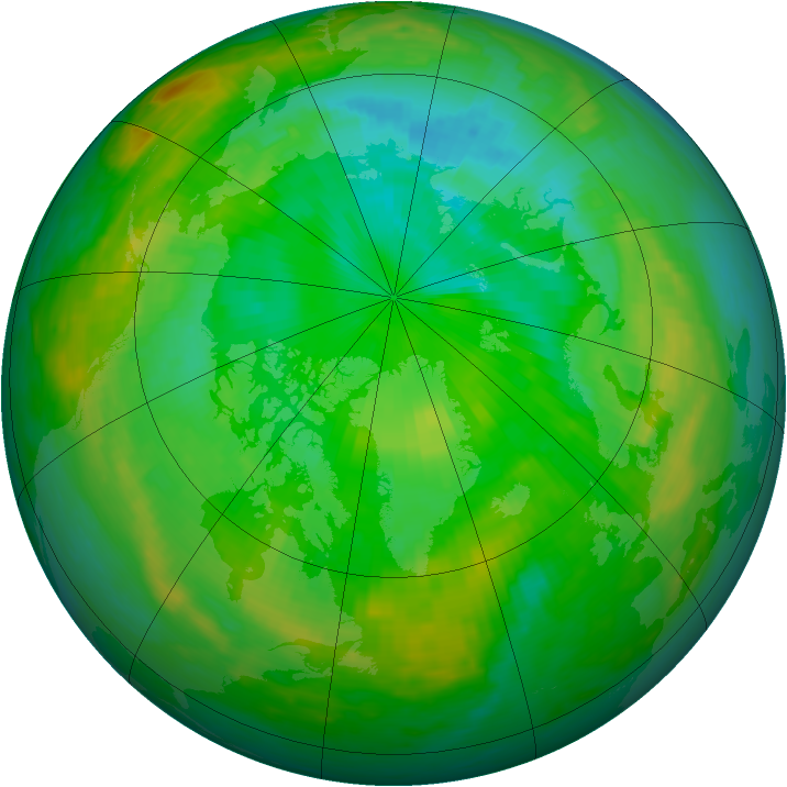 Arctic ozone map for 13 July 1986